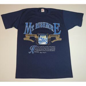 Mt.‎ Rushmore T-Shirt Mens Large. Vintage 90s Made In USA Blue ShortSleeve Tee.
